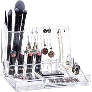 Relaxdays - Make Up Organizer - Acryl - Doorzichtig - 22 Vakken