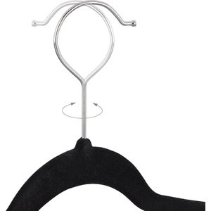 Relaxdays kledinghangers met clips set van 12, haken 360° draaibaar, met broekhanger etc., slipvast, 43 cm, zwart