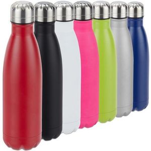 Relaxdays thermosfles rvs, lopen niet uit, voor koude en warme dranken, thermosfles, outdoor, volume 500 ml, in het rood