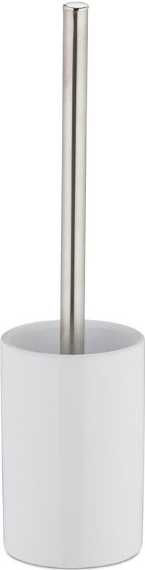 Relaxdays - WC-Garnitur Keramik, WC-Bürstenhalter mit Toilettenbürste, wechselbarer Bürstenkopf, freistehend, 36 cm, weiß