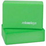 Relaxdays Uniseks - Set van 2 yoga-blokken voor volwassenen, hard schuim, antislip, HBT yogakubus 8 x 23 x 15 cm, groen F