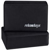 Relaxdays yogablok, set van 2, foam blok voor yoga en fitnessoefeningen, schuim, antislip, HBD: 8x23x15 cm, zwart