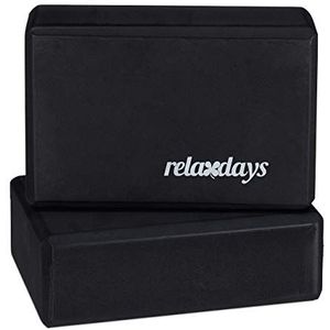 Relaxdays yogablok, set van 2, foam blok voor yoga en fitnessoefeningen, schuim, antislip, HBD: 8x23x15 cm, zwart