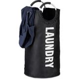 Relaxdays vouwbare wasmand met hengsel - 60 liter - waszak vouwbaar - draagbaar wasbox - zwart