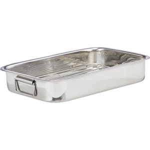 braadslede met rooster XL rvs voor oven vaatwasserbestendig zilver