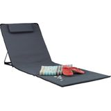 Relaxdays strandmat xxl, gepolsterd, met kussen, verstelbare leuning, opvouwbare strandstoel, incl. draagtas, antraciet