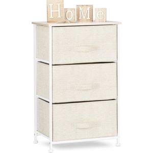 bijzetkast - 3 lades - metalen frame - 73 x 45 x 30 cm - slaapkamer - beige
