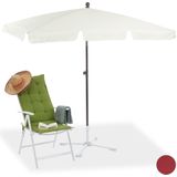 Relaxdays parasol rechthoekig - 200 x 120 cm - strandparasol - stokparasol balkon of tuin - wit