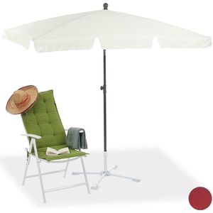 Relaxdays parasol rechthoekig - 200 x 120 cm - strandparasol - stokparasol balkon of tuin - wit