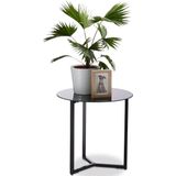 Runder Beistelltisch aus Glas und Metall, dekorativer Loungetisch, HxBxT: 51 x 50 x 50 cm, in edlem Schwarz - Relaxdays