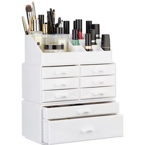 Relaxdays Make-up Organizer - Sieradendoosje - Cosmetica - Wit