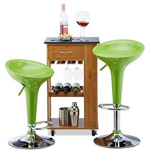 Relaxdays Barkruk 2 stuks, in hoogte verstelbaar, draaibaar, 120 kg, metalen bistro stoel, HxBxD: 88 x 44 x 40 cm, groen