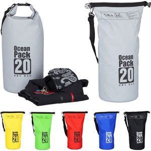 Relaxdays Ocean Pack, 20 liter, licht, waterdichte tas, strandtas, zeilen, snowboarden, outdoor plunjezak, donkergrijs