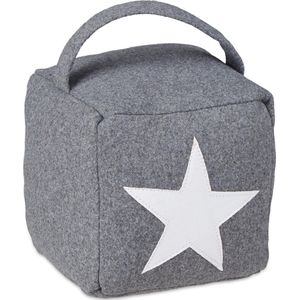 Relaxdays deurstopper ster - met handvat - vloer - stof - 20 x 15 x 15 cm - zandzak - grijs