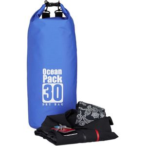 Relaxdays Ocean Pack 30 Liter - waterdichte tas - outdoor droogtas - Dry Bag - plunjezak - blauw