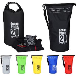 Relaxdays Ocean Pack 20 liter - waterdichte tas - strandtas - zeilen - outdoor plunjezak - zwart