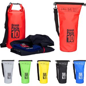 Relaxdays Ocean Pack waterdichte tas, 10 liter, ultralichte droogzak voor zeilen, raften, skiën, Rood, schoolrugzak