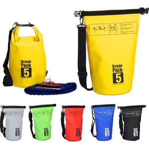 Relaxdays Ocean Pack 5 liter - waterdichte tas - droogtas - outdoor plunjezak - zeilen - geel