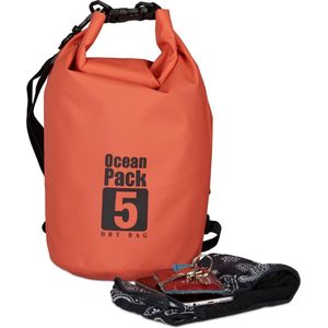Relaxdays Ocean Pack 5 liter - waterdichte tas - droogtas - outdoor plunjezak - zeilen - rood