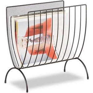 Relaxdays tijdschriftenrek metaal - lectuurbak - tijdschriftenbak draad - vrijstaand - zwart