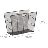 Relaxdays Tijdschriftenrek Mesh - Lectuurbak Metaal - Tijdschriftenbak Draad - Vrijstaand - Zwart