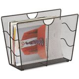 Relaxdays Tijdschriftenrek Mesh - Lectuurbak Metaal - Tijdschriftenbak Draad - Vrijstaand - Zwart