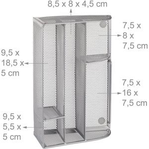 relaxdays Schreibtisch-Organizer 25,5 x 18,0 x 10,5 cm silber