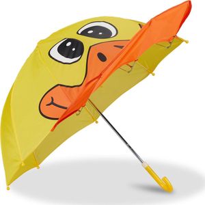 Relaxdays paraplu kind dieren - kinderparaplu meisje en jongen - regenscherm kids - Eend