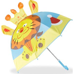 Relaxdays paraplu kind dieren - kinderparaplu meisje en jongen - regenscherm kids - Leeuw