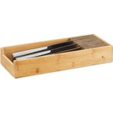 Relaxdays messenhouder hout - messenblok bamboe - lade-organizer - messen opbergen - kurk - M