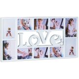 relaxdays Collagerahmen Bilderrahmen LOVE für 10 Fotos, Weiß