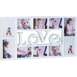 relaxdays Collagerahmen Bilderrahmen LOVE für 10 Fotos, Weiß
