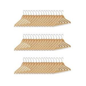 Relaxdays garderobehanger - set van 48 - draaibare haak - hout - 44,5 cm breed - broekhangers - natuur-zilver