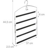 Relaxdays - Hosenbügel platzsparend, 3er Set Hosenkleiderbügel mehrfach, Metall, HxBxT: 44,5x37x2,7 cm, silber/schwarz