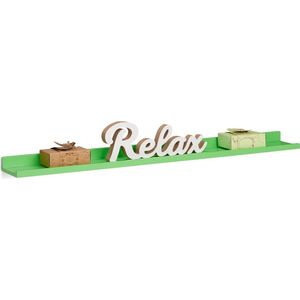 Relaxdays wandplank smal, zwevend, MDF, HxBxD: 3,5 x 80 x 10 cm, wandboard hout, plank muur, wandelement, groen