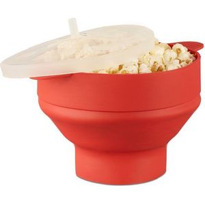 Relaxdays popcorn maker silicone - voor magnetron - popcorn popper - opvouwbaar - silicoon - rood