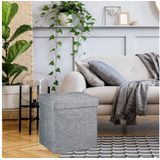 Relaxdays opvouwbare poef met opbergruimte - linnen - 38x38x38 cm - vierkant - afneembare deksel - zwart