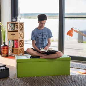 Relaxdays opbergbank kunstleer - opvouwbaar - XL 3-zits bank met opslagruimte - halbank - groen