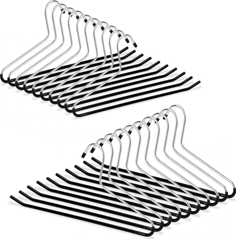 Relaxdays broekhanger antislip - set van 20 - metaal - ruimtebesparend - 18 cm - zwart
