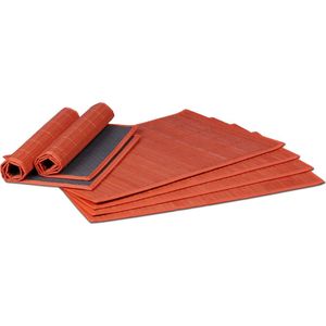 placemat set van 6 bamboe antislip afwasbaar onderleggers rood