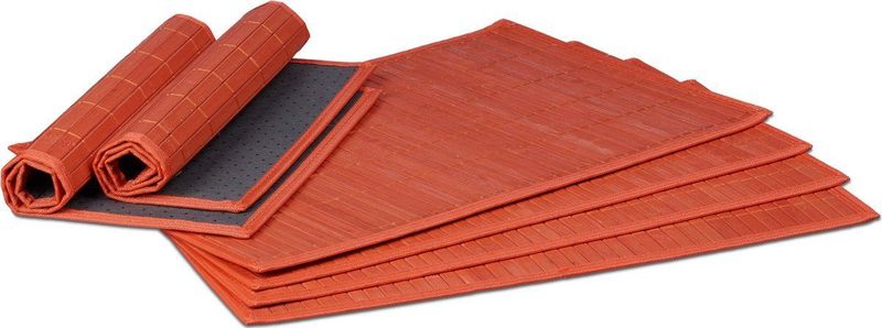 placemat set van 6 bamboe antislip afwasbaar onderleggers rood