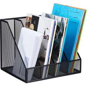 tijdschriftenhouder - A4 - 4 vakken - 26 x 31 x 26 cm - staal - zwart