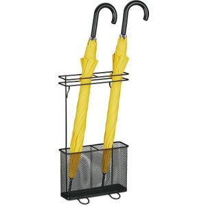 Relaxdays paraplubak - 54x30,5x15 cm - metaal - rechthoekig - modern - zwart