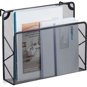 Relaxdays tijdschriftenrek hangend, magazines & brieven, HBD: ca. 28x35,5x10 cm, magazinehouder muur & deur, zwart