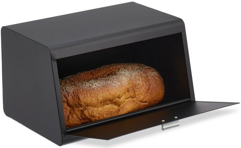 Brood Bewaardoos - RVS - Zwart - 20,5 x 34,5 x 23,5 cm - Robuust en Duurzaam