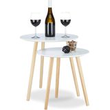 Relaxdays salontafel - set van 2 - rond - klein - retro - Ø 39 en 47,5 cm - woonkamer