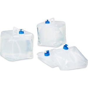 Relaxdays opvouwbare jerrycans - water jerrycan - watertank - 4 stuks - opvouwbaar - set - 15 Liter