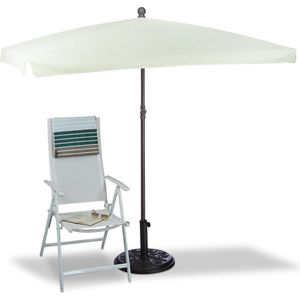 Relaxdays Parasol Hoogte Verstelbaar - 200 X 120 cm - Kantelbaar - Tuinparasol Rechthoek - Naturel