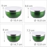 Relaxdays schalenset - 4-delig - rvs - deksel - 9 x 18,4 x 18,4 cm - groen