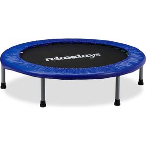 Relaxdays trampoline kinderen, opvouwbaar, kind tot 45 kg, indoor, klein, HxBxD: 22 x 96 x 96 cm, peuter, blauw-zwart